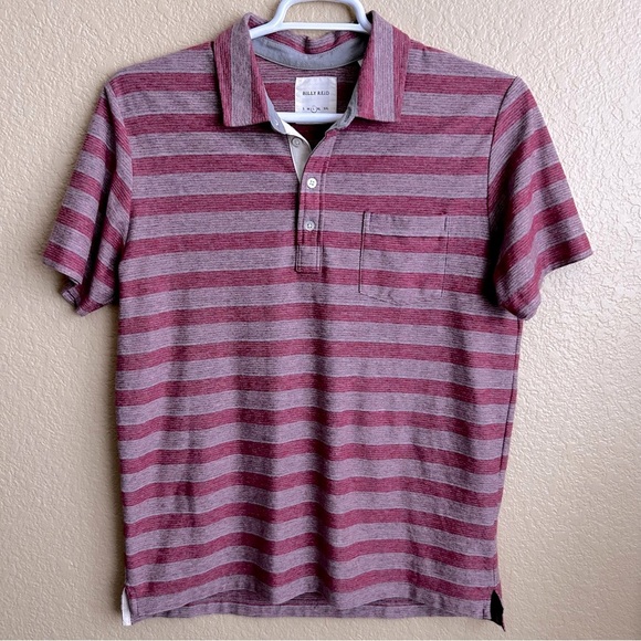 Billy Reid Striped Polo Shirt - Red and Gray - Picture 1 of 7